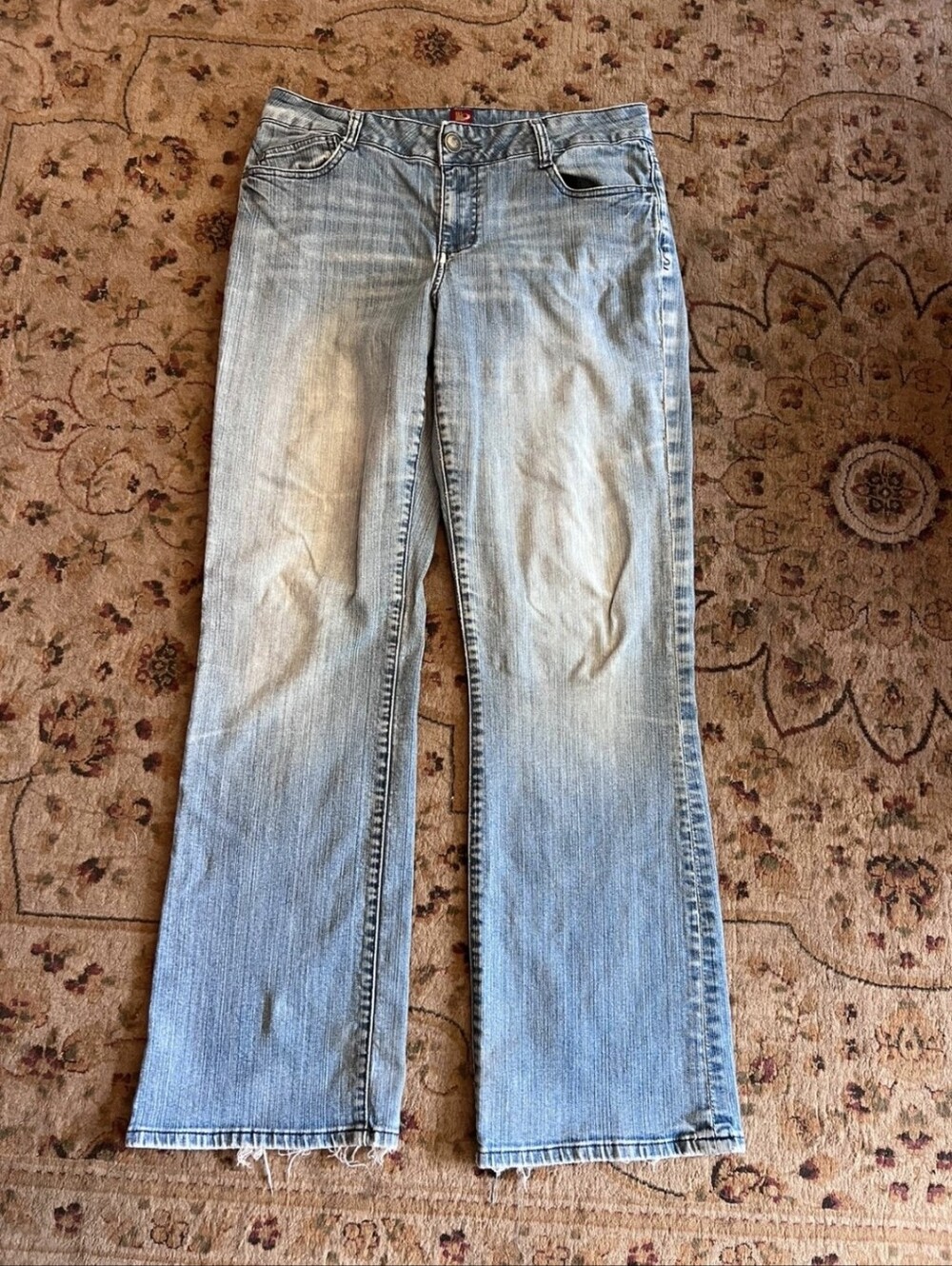 Vintage Y2K Sassoon Bootcut Jeans Light Wash Embroidered Back Pocket Faded Denim